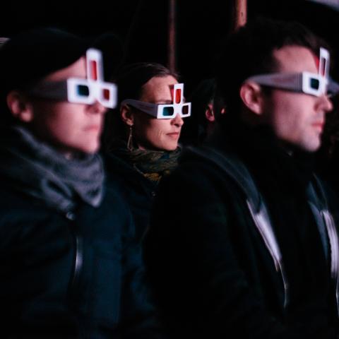The limited human sensory system is expanded with an extra lens on the pair of 3D glasses – a third eye.